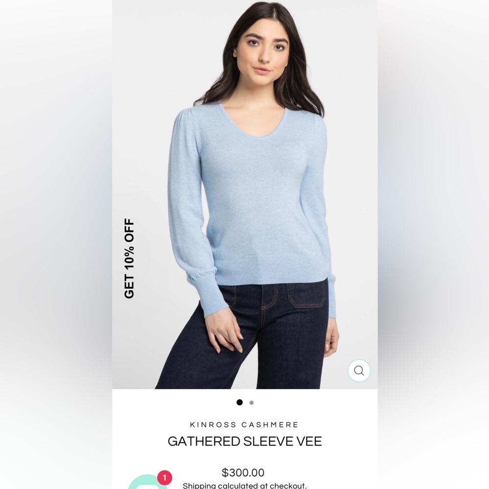Like new beautiful Kinross cashmere v- neck size S, light blue